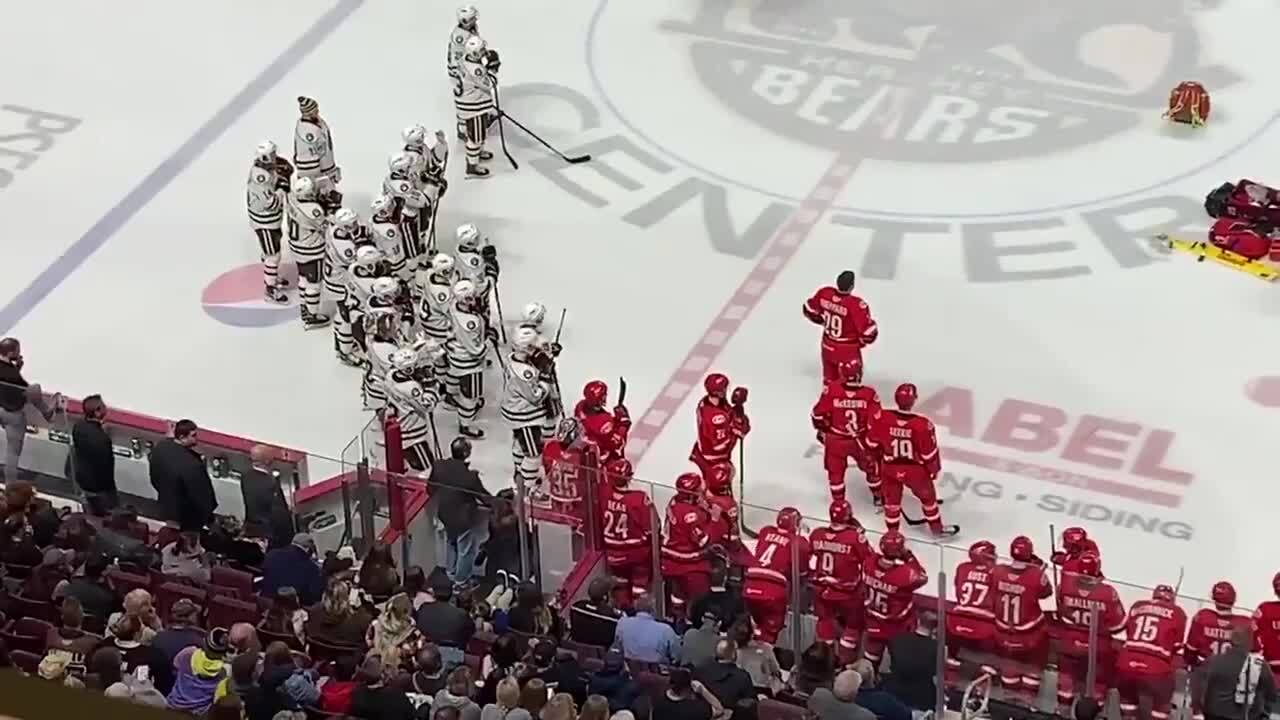 Hershey Bears hockey player taken to hospital after being knocked unconscious during fight