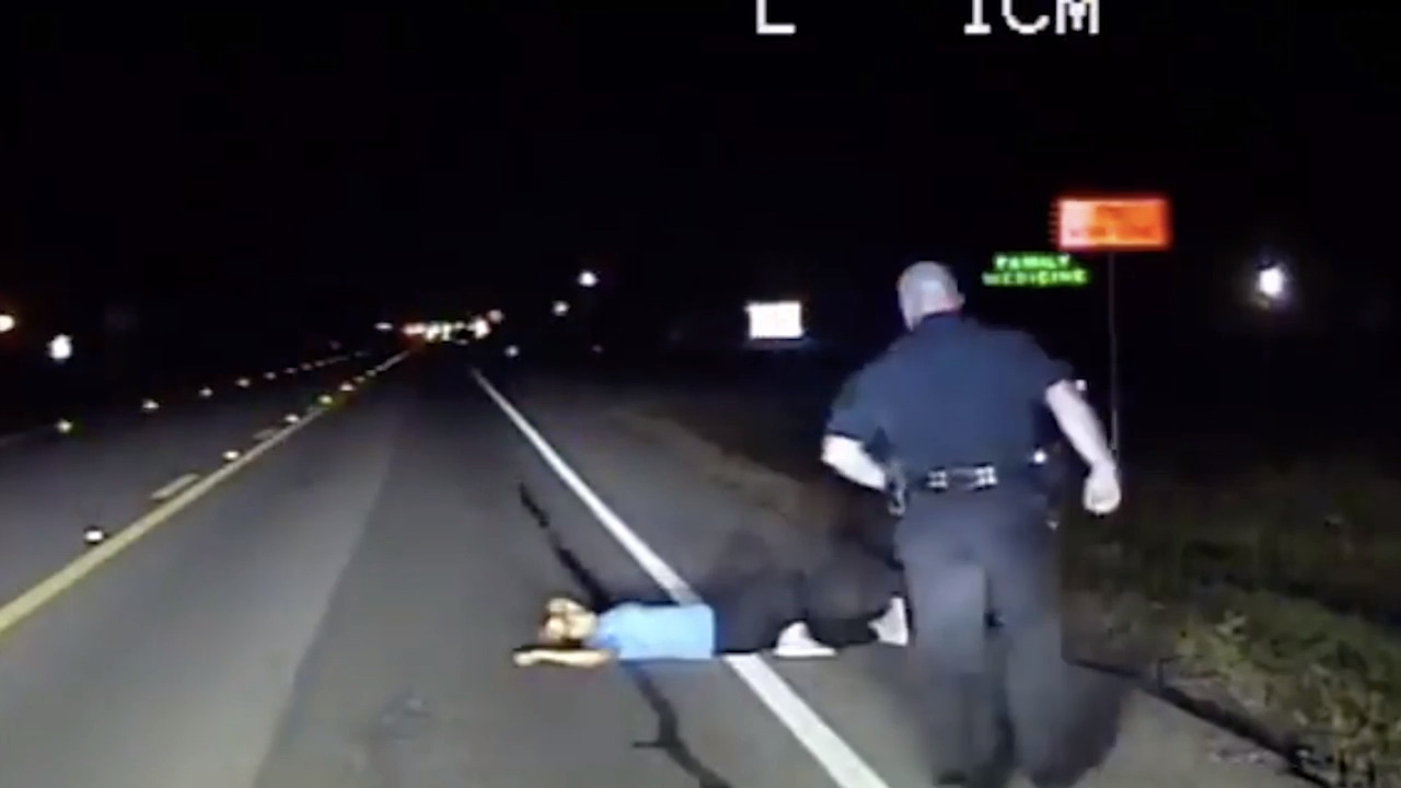 Cars swerve to avoid woman found sleeping on a highway