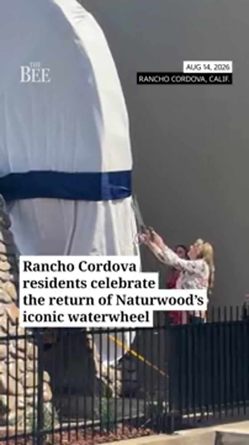 See Rancho Cordova residents celebrate Naturwood’s rebuilt landmark waterwheel