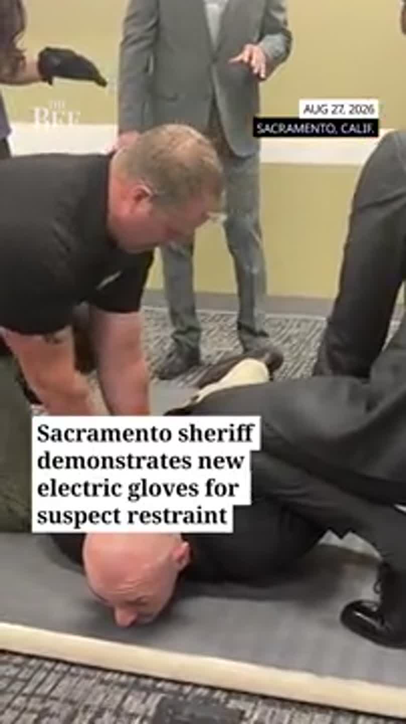 Watch Sheriff's deputies demonstrate new shock gloves for suspect restraint