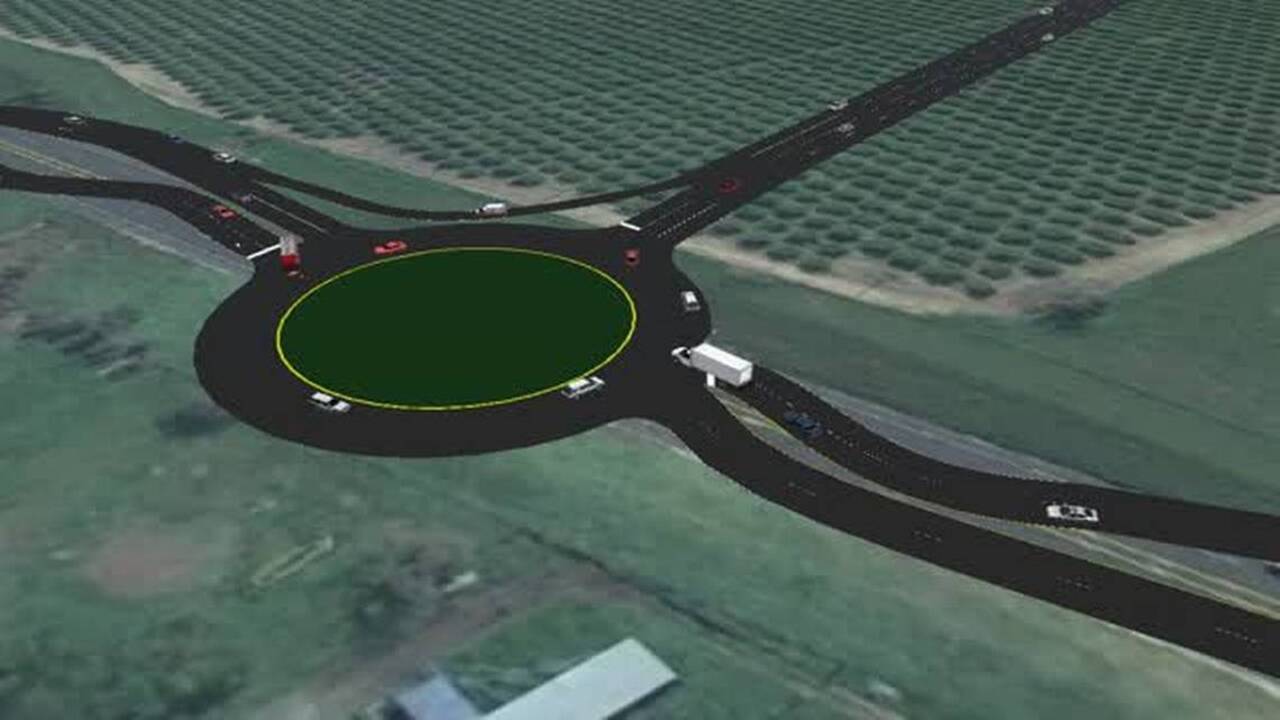 Simulation of potential roundabout for North County Corridor