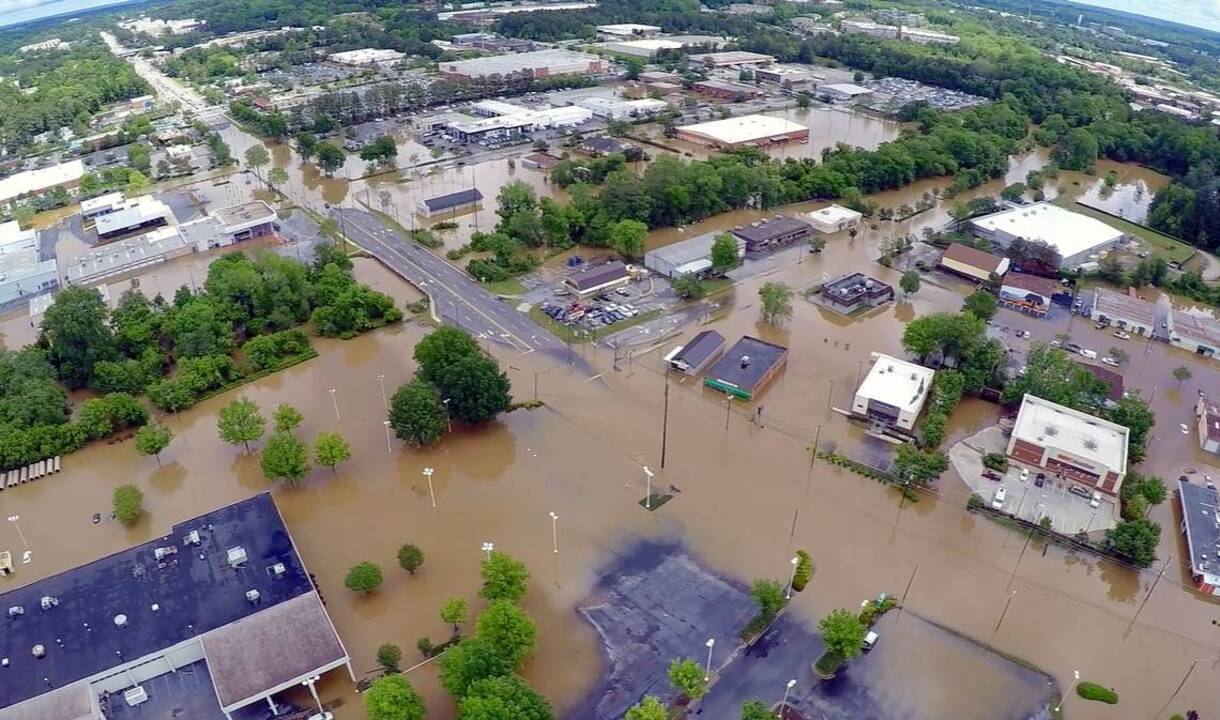 Drone video shows widespread flooding in Raleigh in 2017