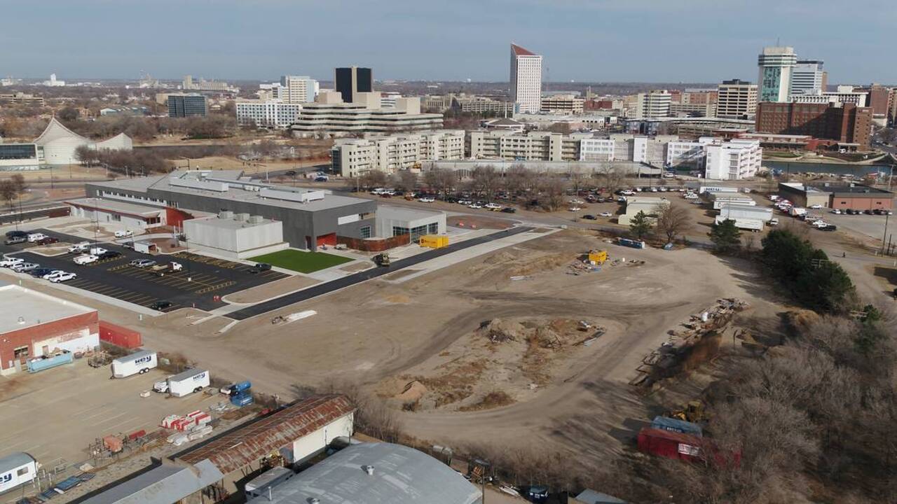 Drone view of proposed development on river