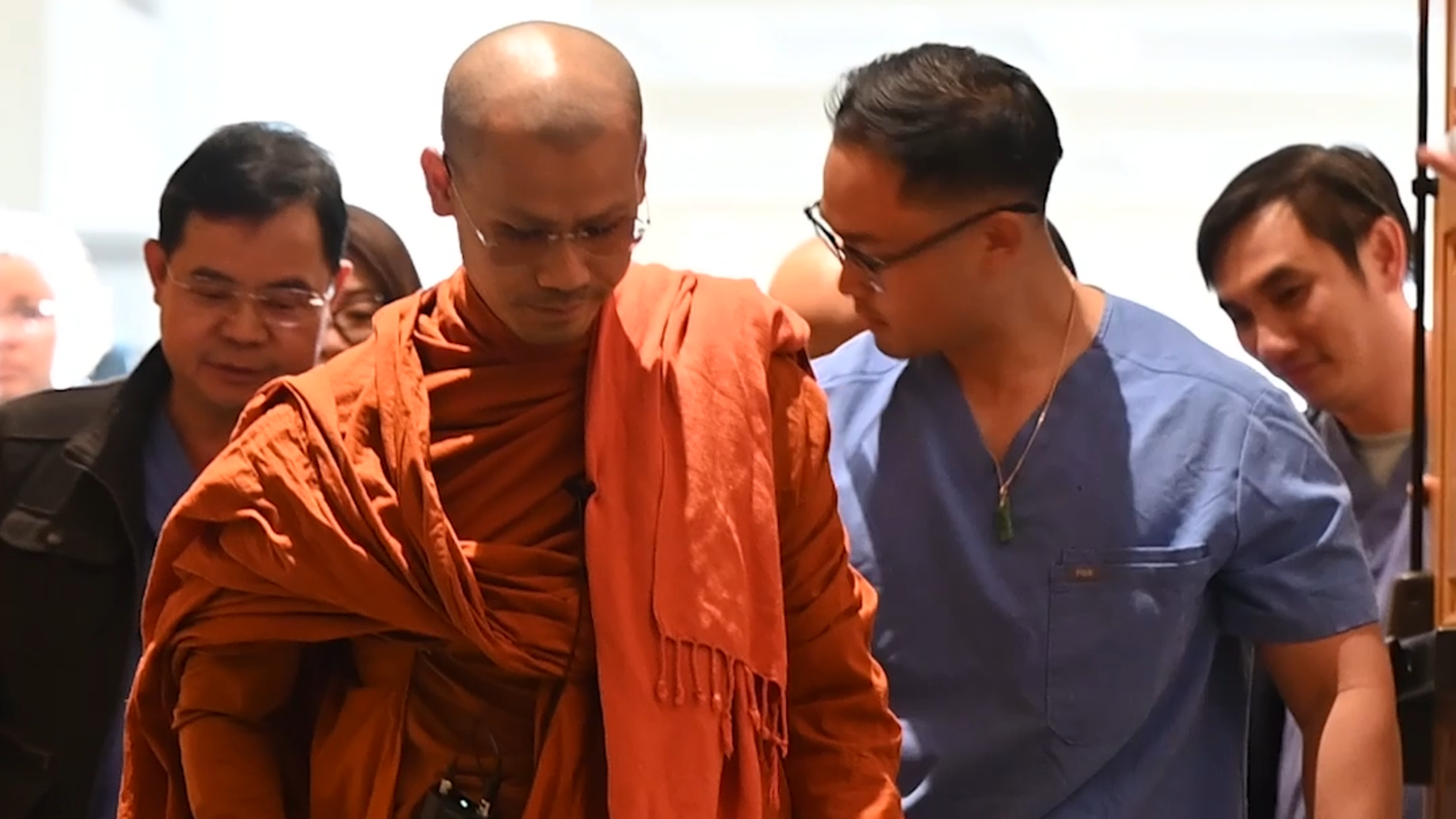 Buddhist monk fitted for prosthetic leg at Mercer University after amputation from Walk for Peace accident
