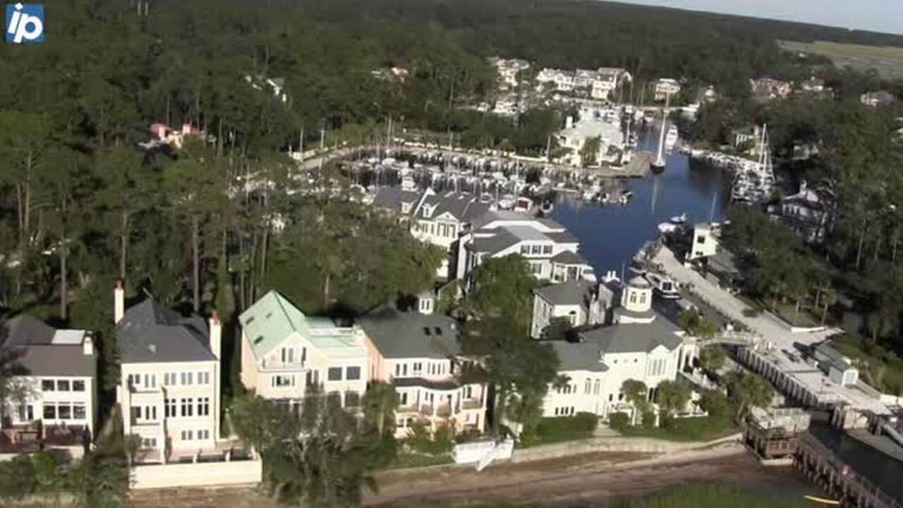 Fly over of Windmill Harbour in South Carolina after Hurricane Matthew