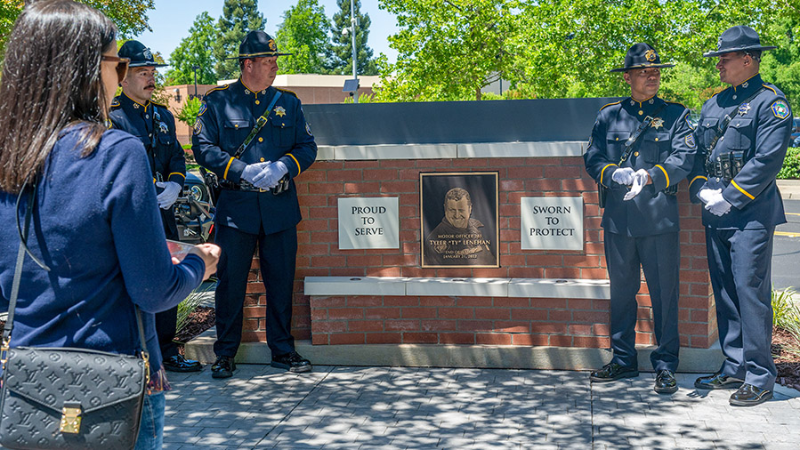 Elk Grove honors officer who died in line of duty with monument, building name