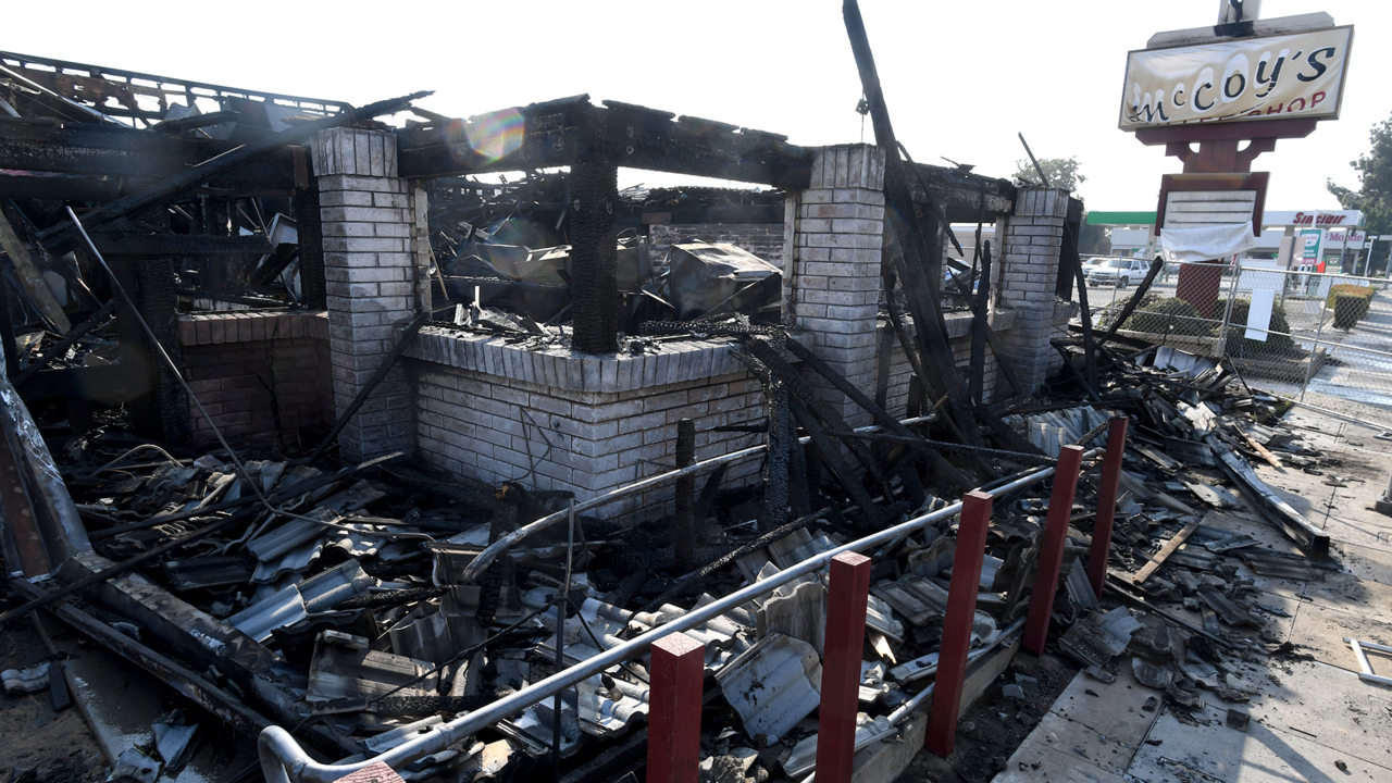Coffee shop in Fresno burns down to the frame. No word yet on cause of blaze