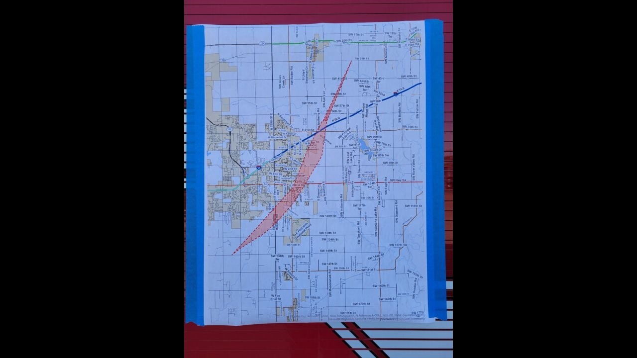 Path of EF-3 tornado through Sedgwick County, Andover