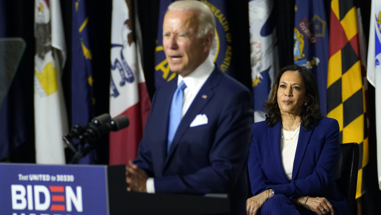 Joe Biden introduces Kamala Harris as his running mate