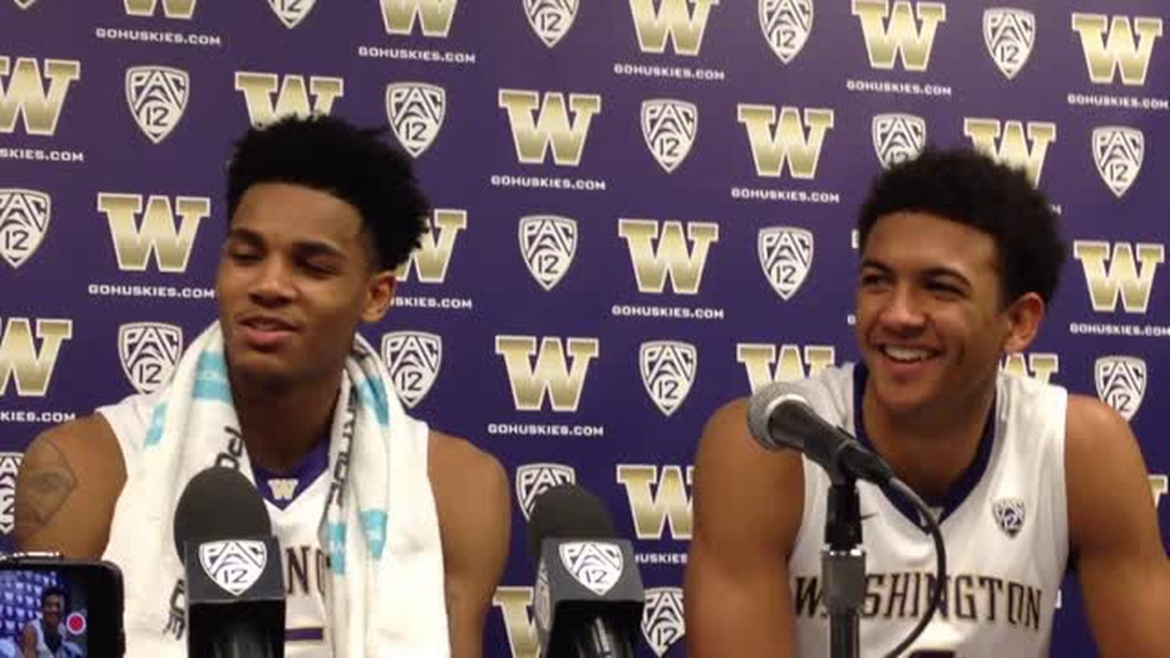 VIDEO: Matisse Thybulle, Dejounte Murray discuss Huskies' win over Cal State-Fullerton