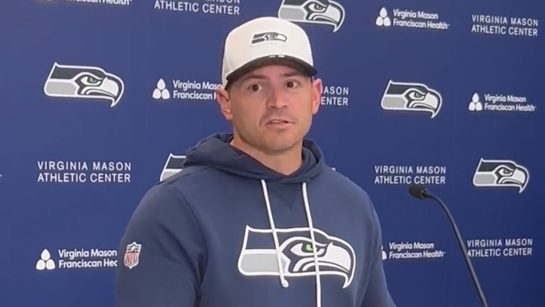 Coach Mike Macdonald on Seahawks rookie minicamp, Beau Stephens' side at guard
