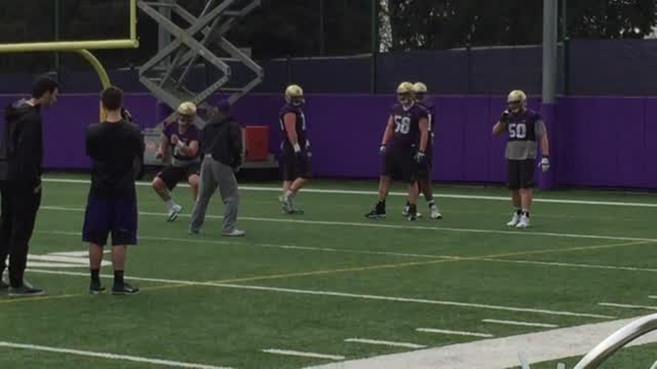 VIDEO: Offensive line drill at UW spring practice