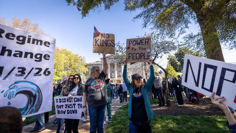 Raleigh protesters rally in 'No Kings' demonstrations
