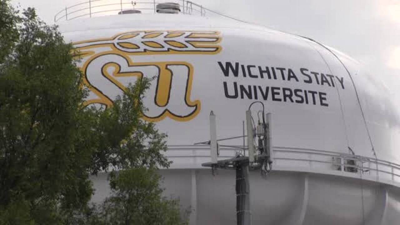 Giant typos on Wichita State water tower