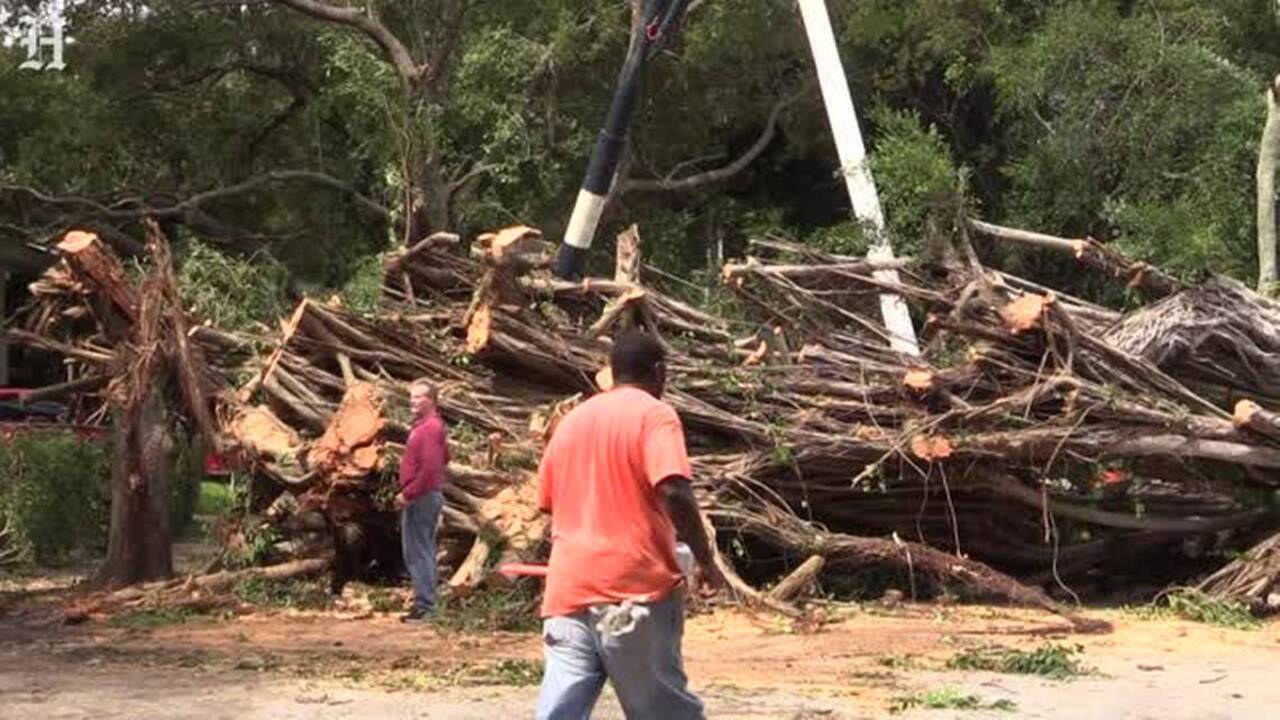 Cleaning up after Hurricane Matthew in Miami Shores