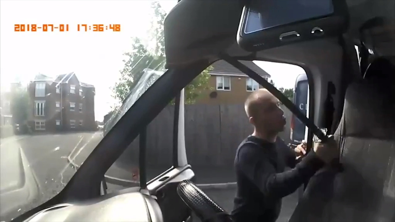 Man with sword attacks ice cream van driver