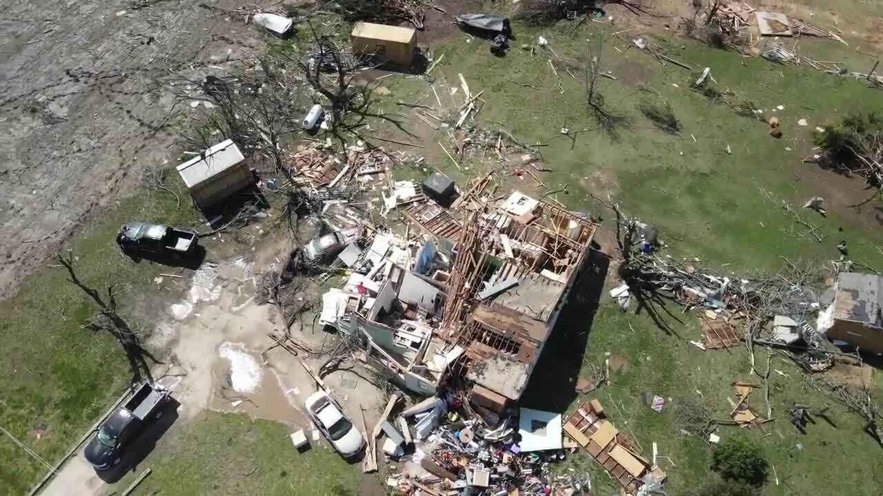 The next day: Drone footage of damage from Andover, Kansas tornado