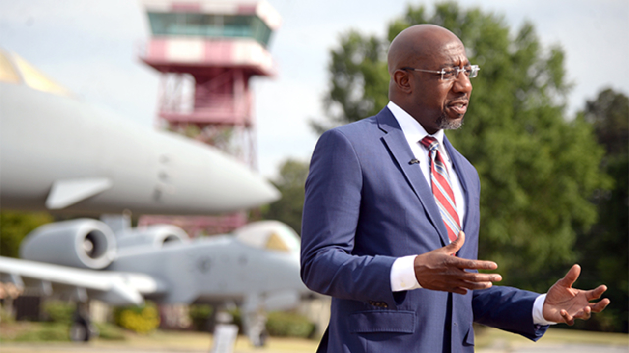 Senator Raphael Warnock talks about future plans at Robins Air Force Base