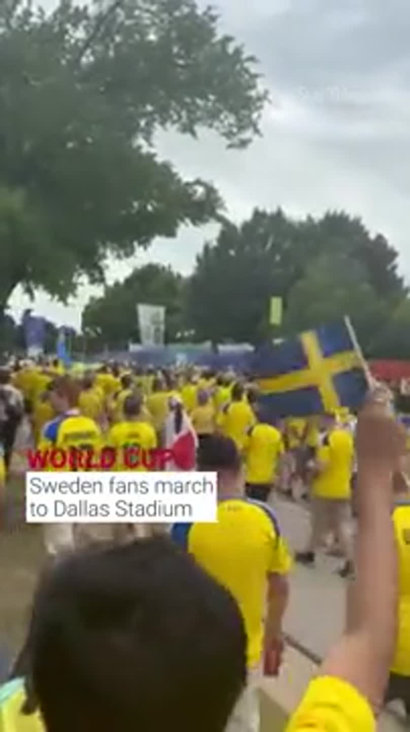 Sweden fans march to Dallas Stadium