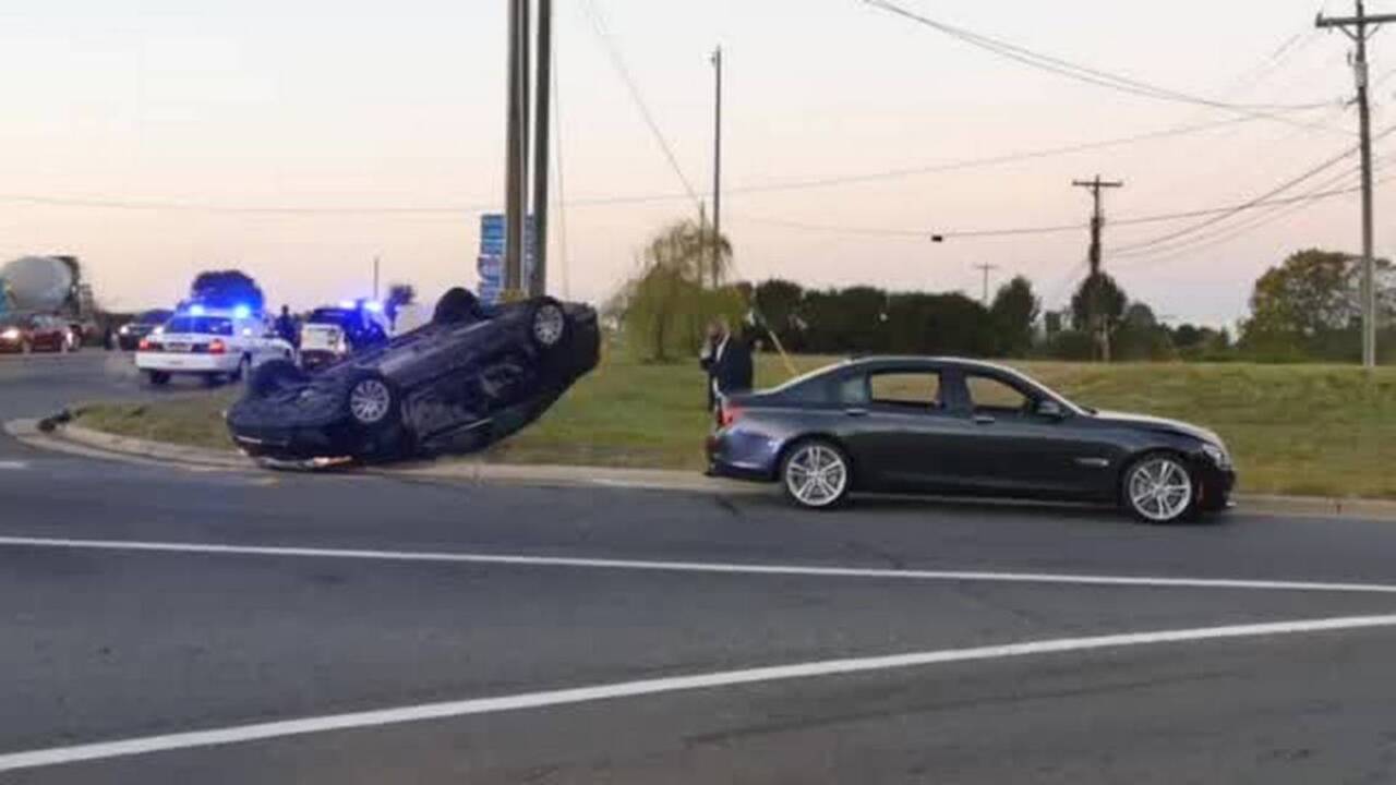 Overturned car closes I-485 Ramp
