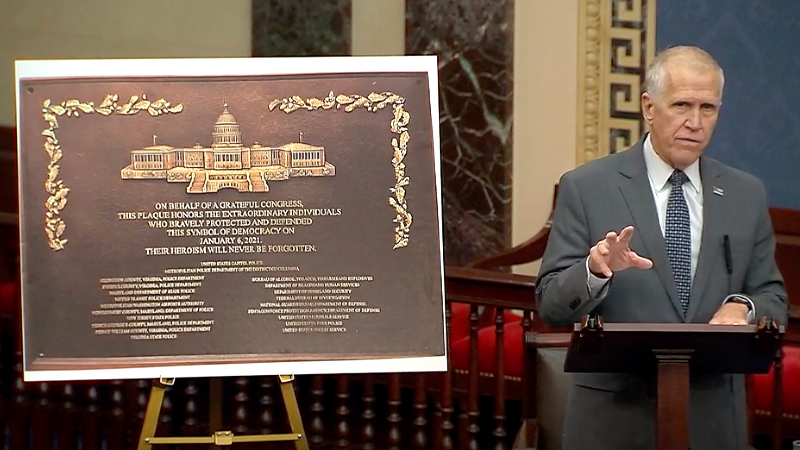 Tillis pushes to install plaque in Capitol honoring Jan. 6 law enforcement