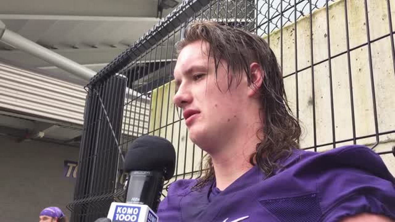 VIDEO: OL Trey Adams after UW spring practice.mp4