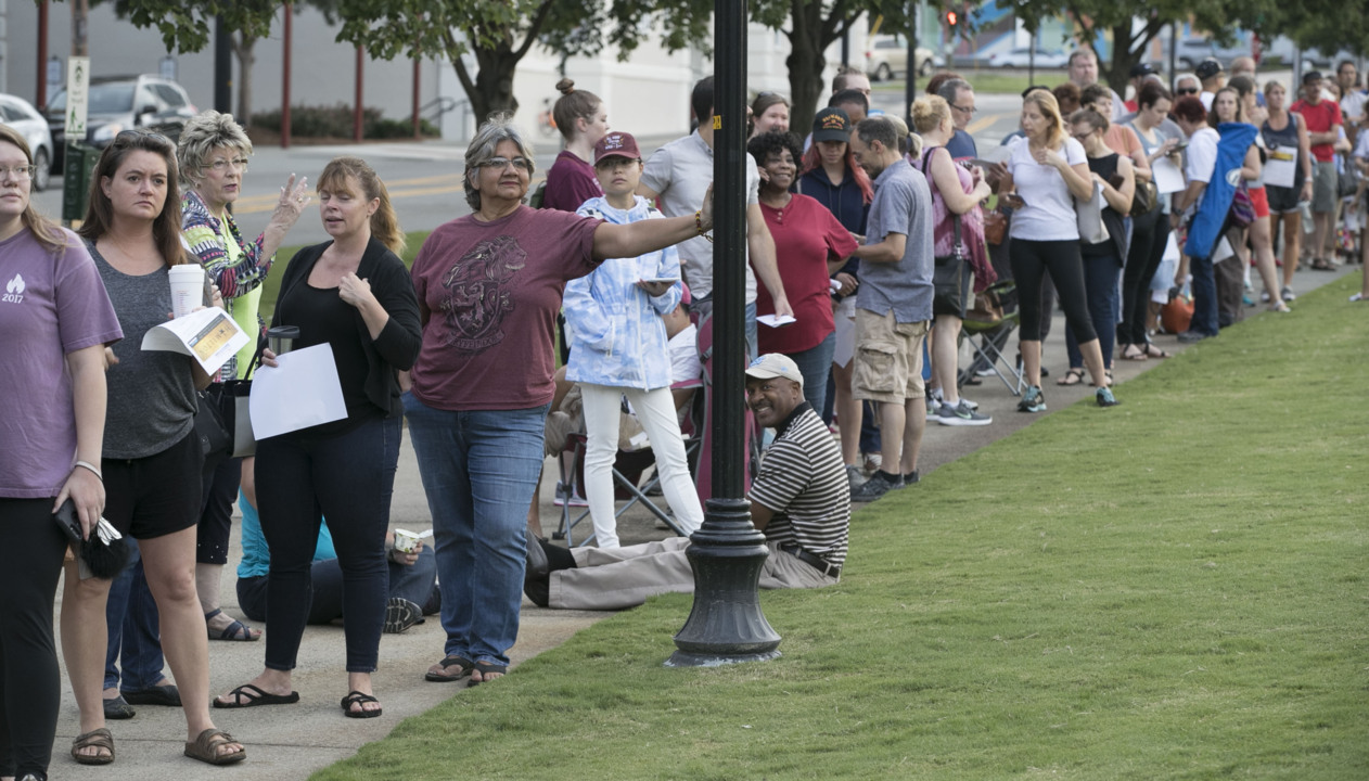 Lining up early for Hamilton tickets in Durham