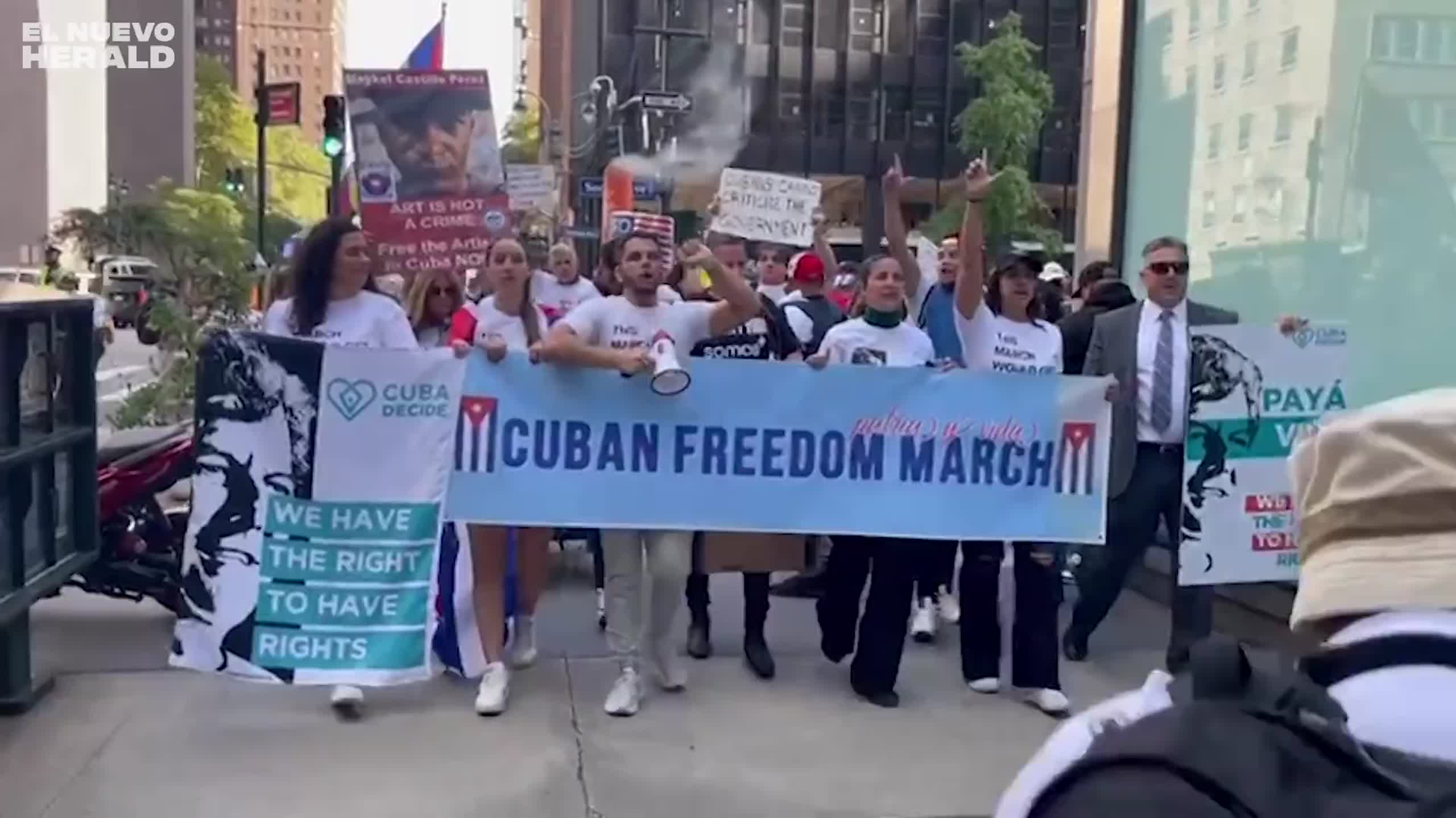 Marcha por la libertad cubana y en protesta de Díaz-Canel en Nueva York ...