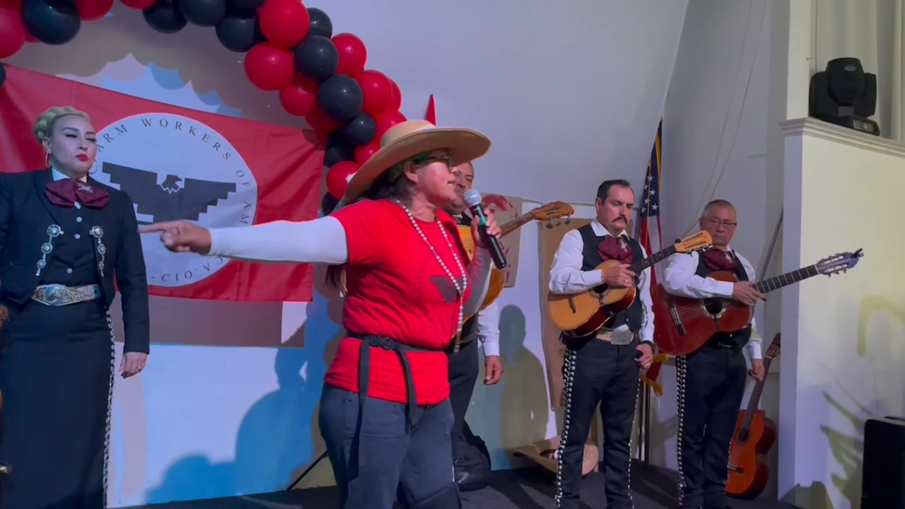 Watch farmworker Teresa Maldonado Mendoza whip up a crowd in support of  AB2183