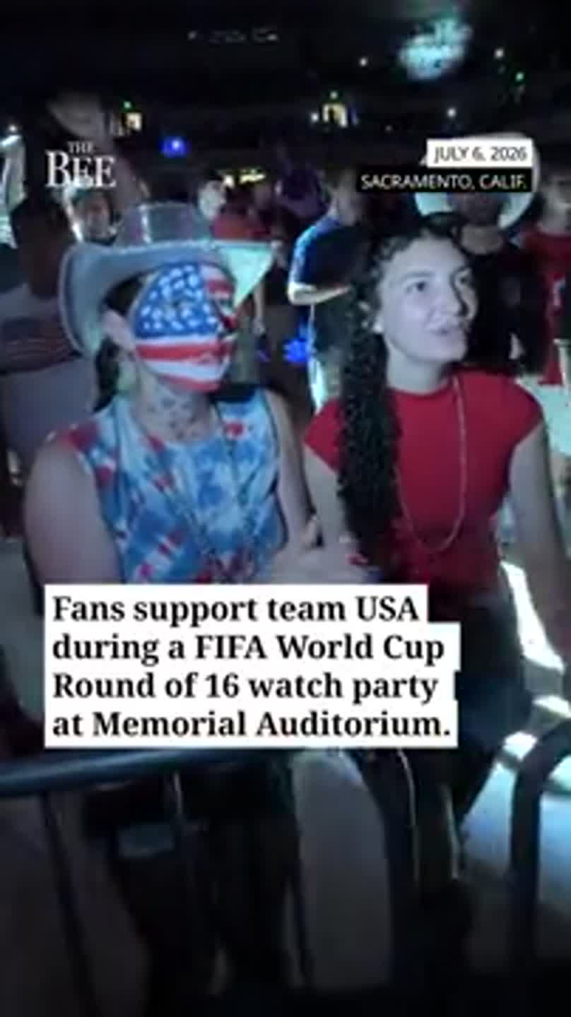 See fans support their team during a USA vs Belgium World Cup watch party