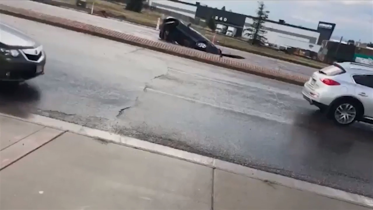 Sinkhole swallows car in Colorado