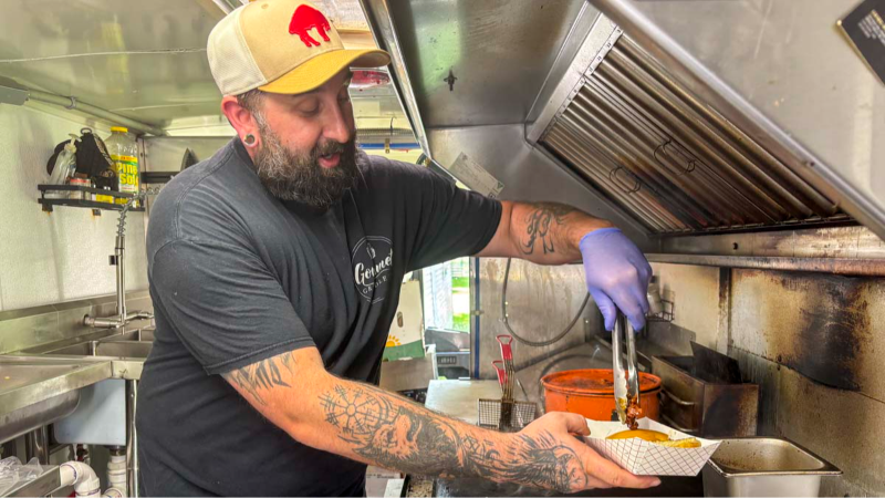 Try a BCB Burger from Gourmet Griddle with the CDT's Jacob Michael