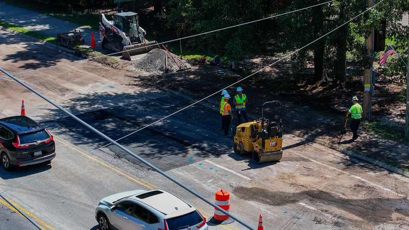 Drone footage shows Bluffton's sinkhole destroyed two lanes on busy Bluffton Rd