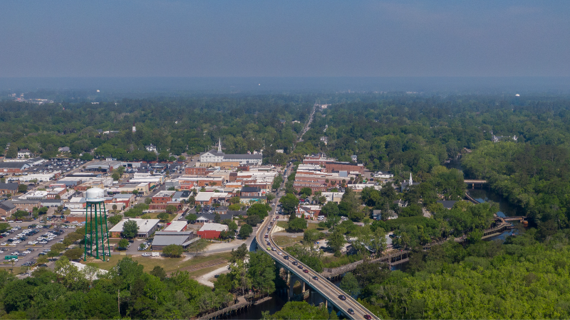 Smoke from a wildfire is blanketing the Conway, SC area.