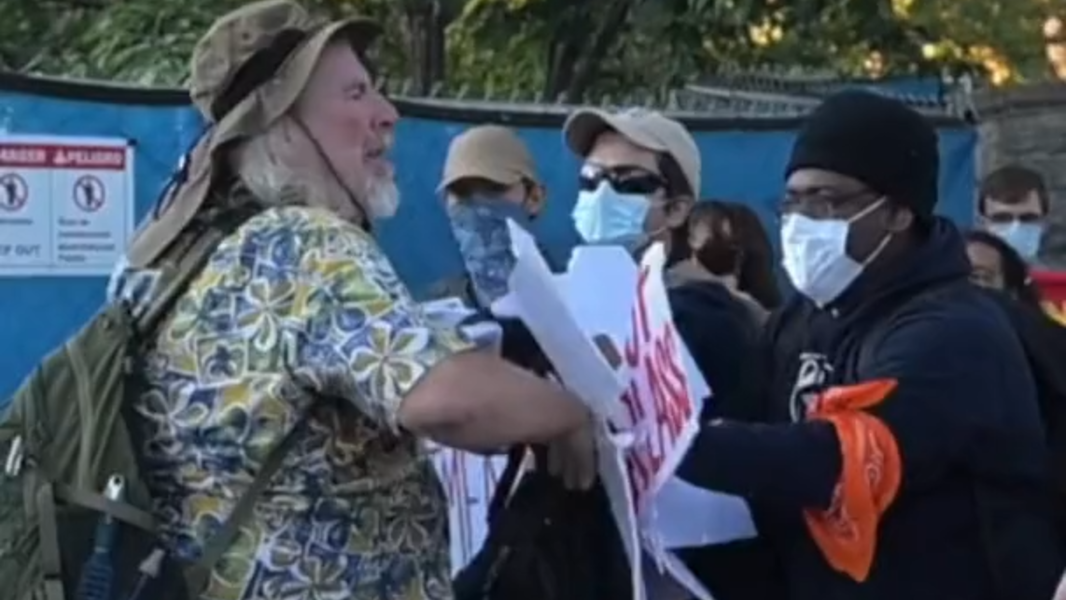 Anti-ICE protesters and man clash at State College rally