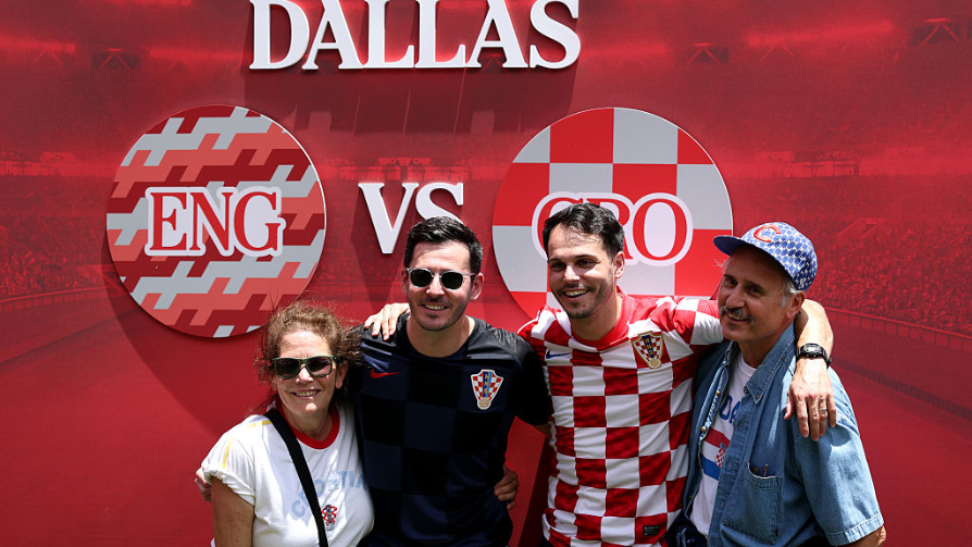 Croatian fans prepare/party for World Cup match against England