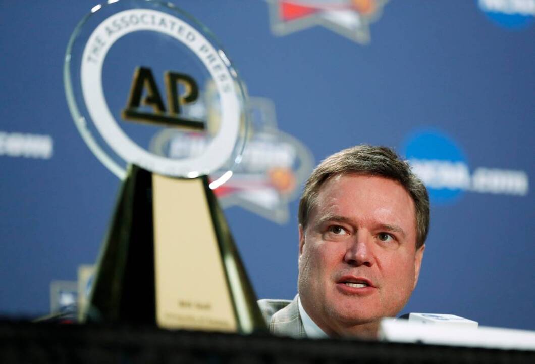 Bill Self presented with AP coach of the year award in Houston