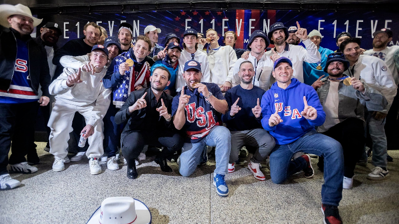 U.S. Olympic hockey players celebrate Olympic gold at Miami nightclub