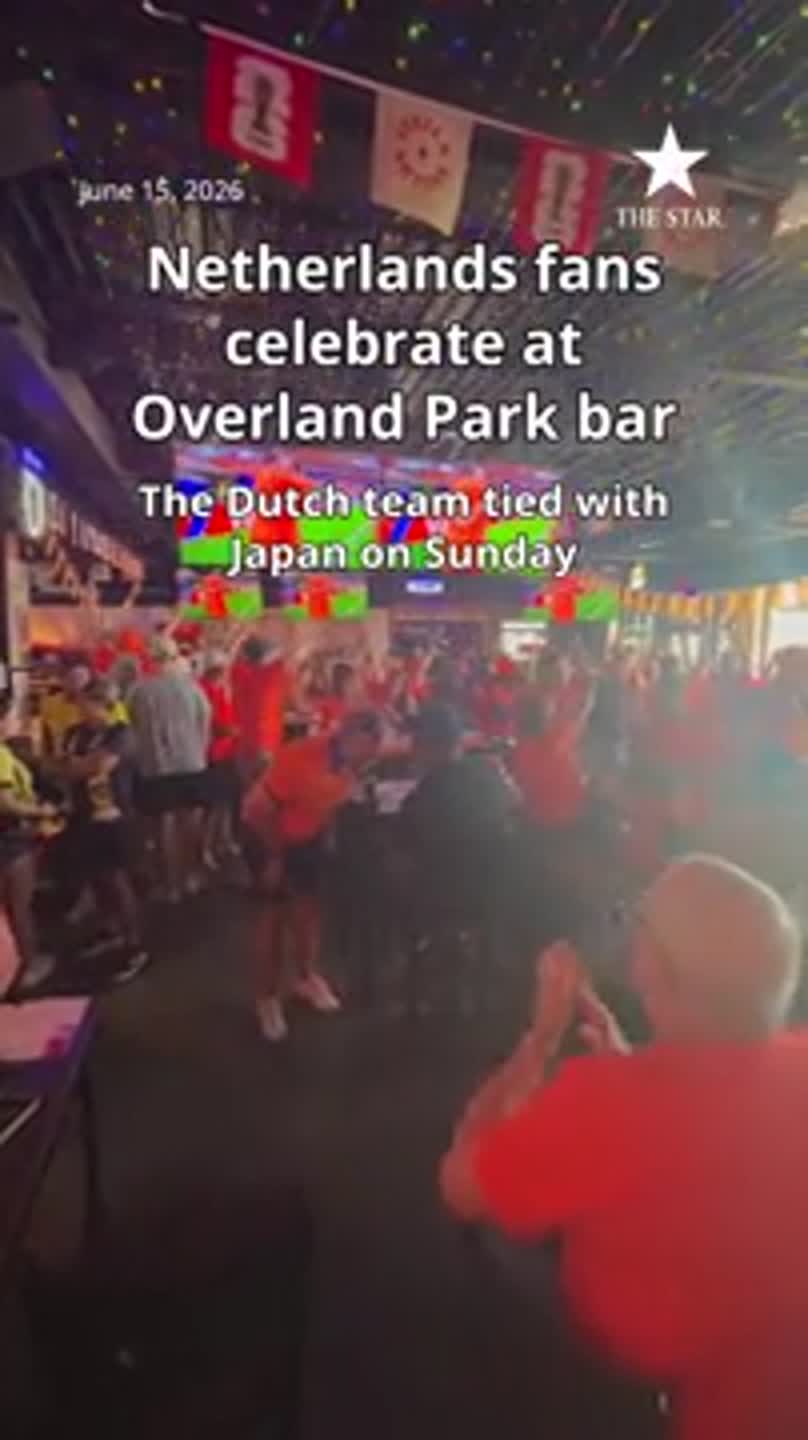 Dutch fans in Kansas City react to Netherlands' goals during first World Cup match