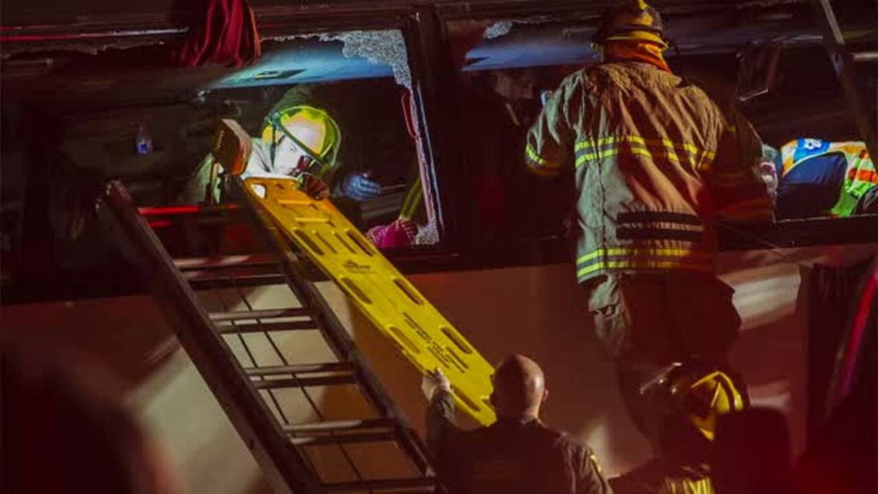 Four people dead after charter bus strikes sign pole on Highway 99 near Livingston