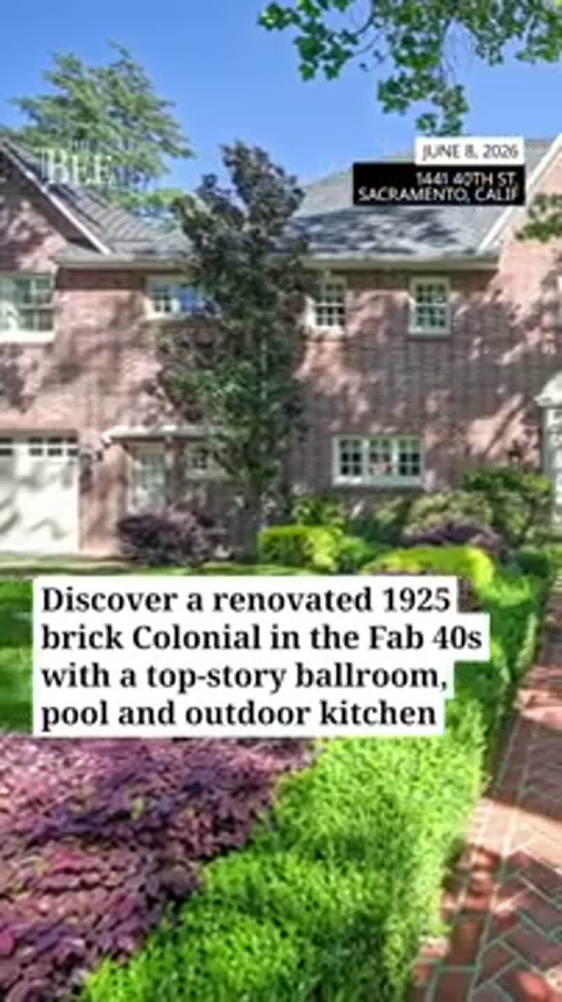 Discover 1925 brick Colonial in Fab 40s for sale with pool, ballroom