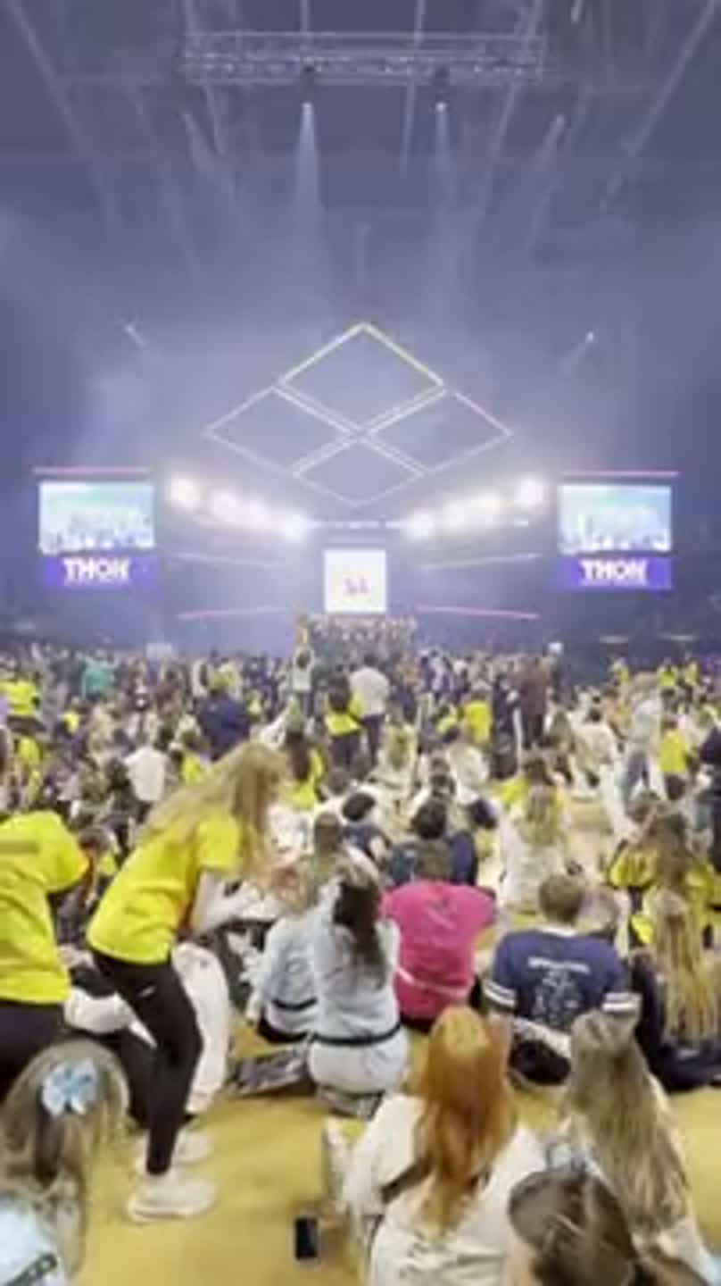 Dancers stand to kick off 2026 Penn State Thon