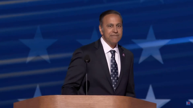 Rep. Raja Krishnamoorthi speaks at the DNC in Chicago
