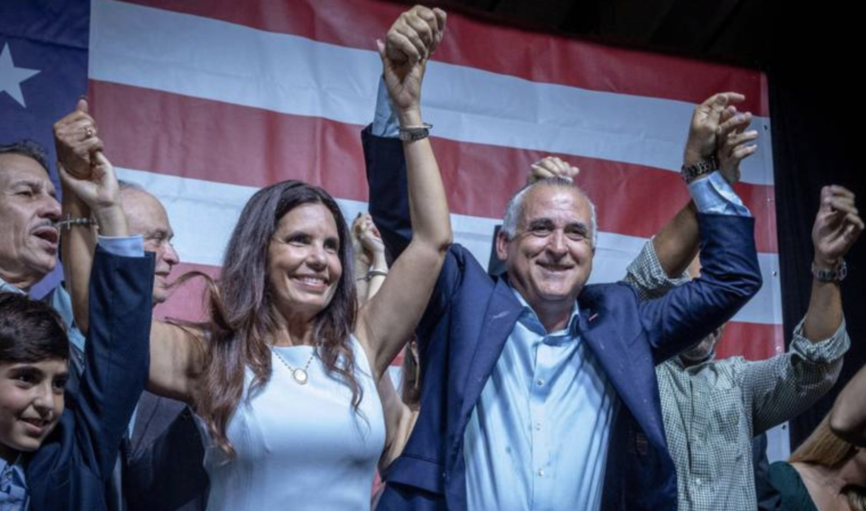 Esteban “Steve” Bovo addresses supporters after being elected mayor of Hialeah