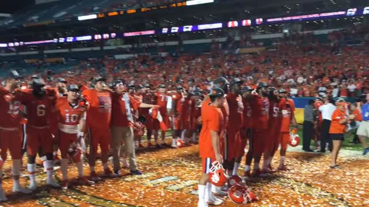 Video: Clemson players, fans sing alma mater after Orange Bowl win