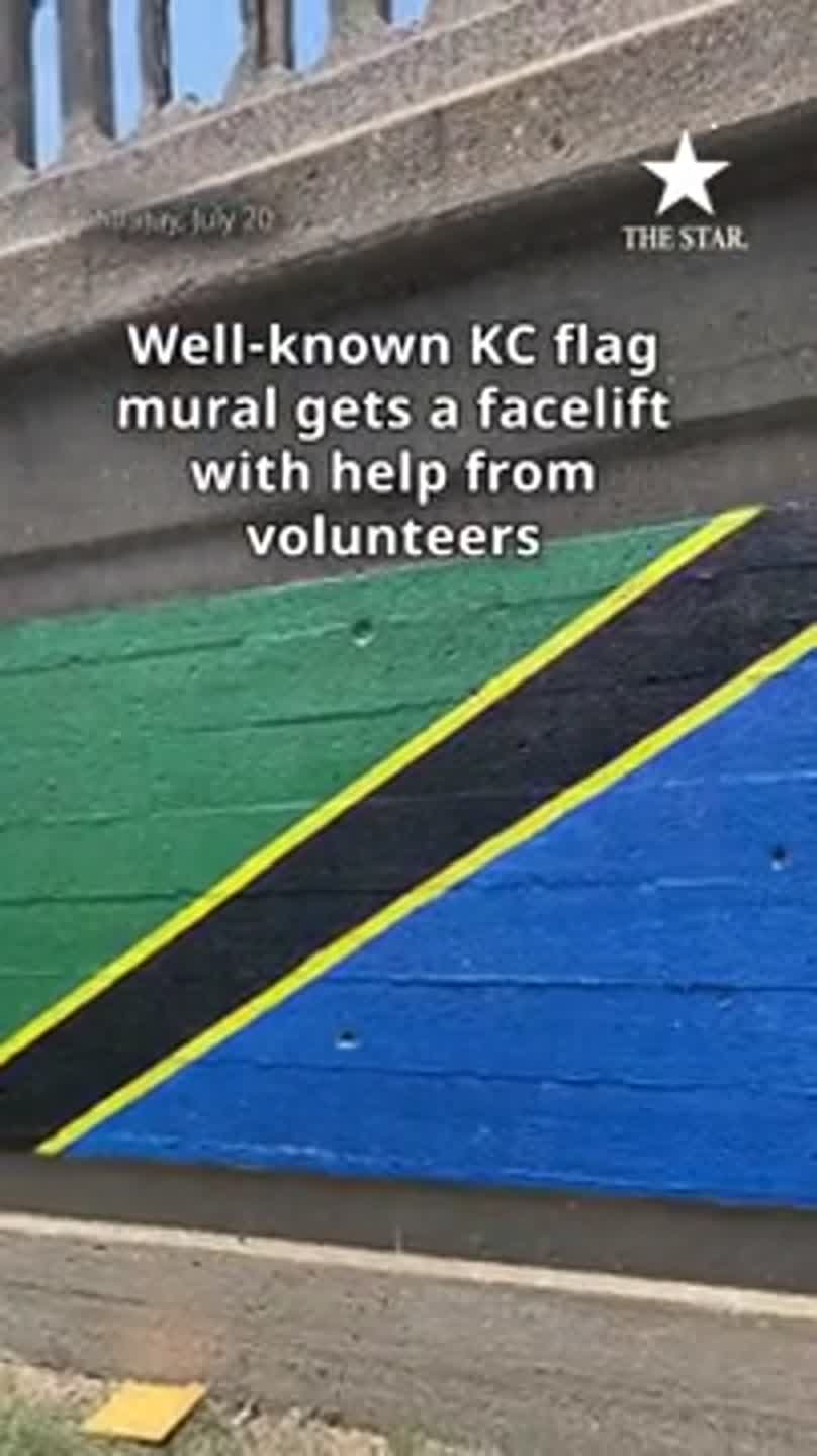 Well-known KC flag mural gets a facelift with help from volunteers