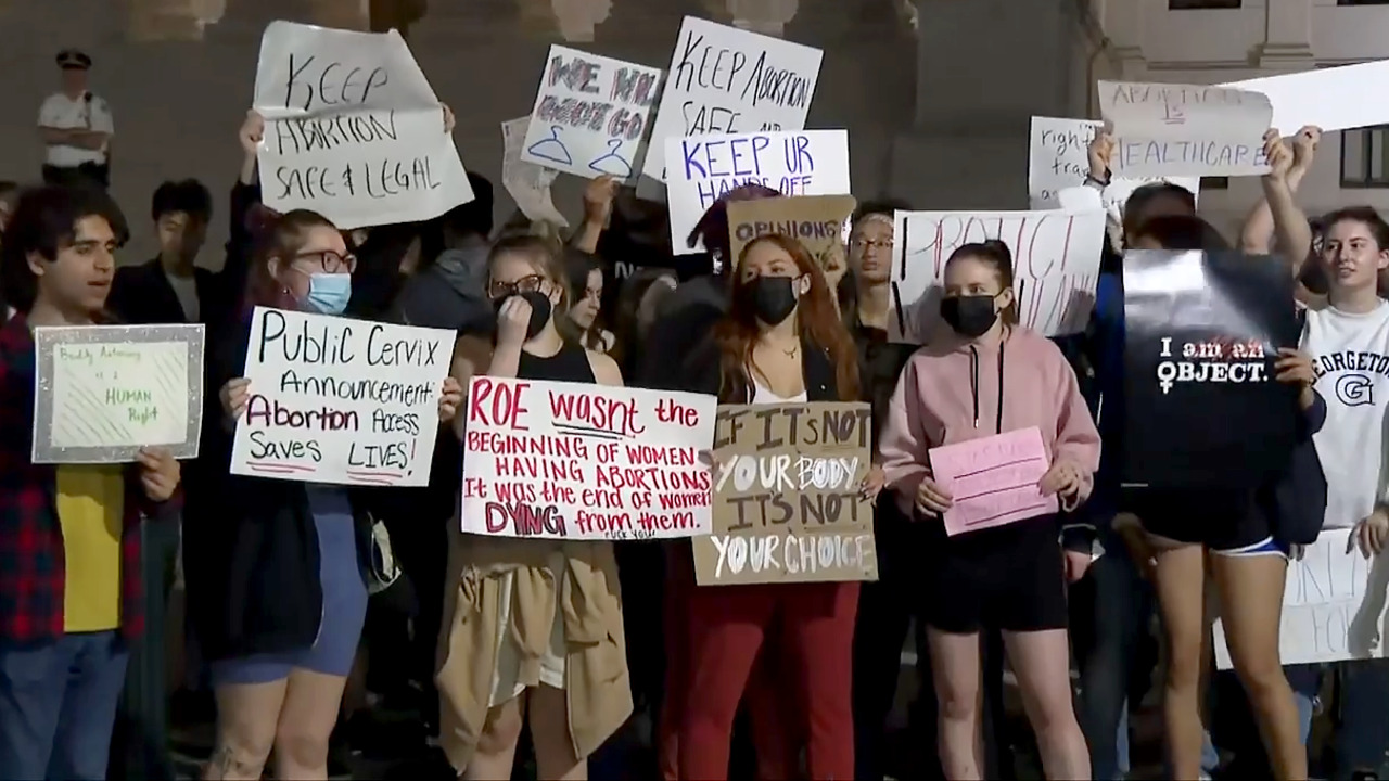 Report that Roe v. Wade could be overturned sparks protest in Washington