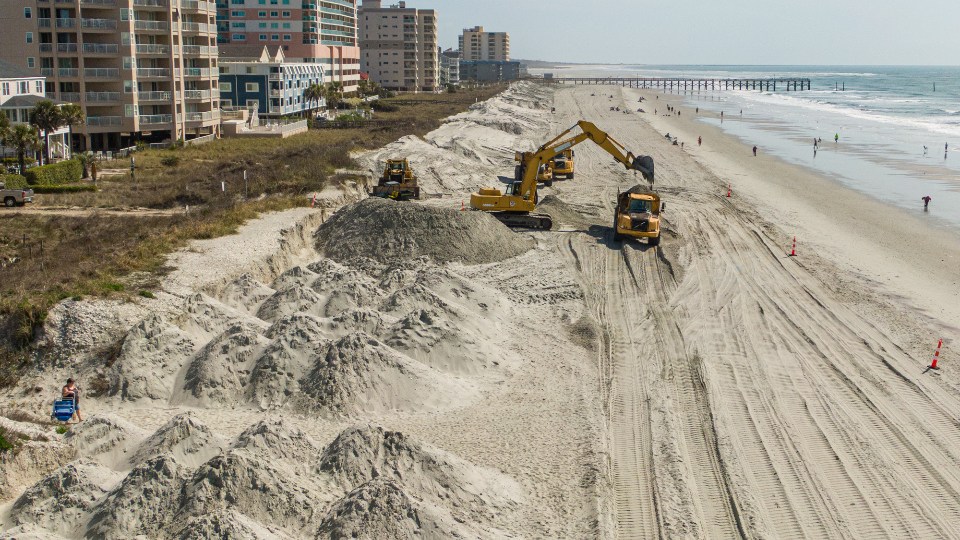 Watch as the dunes are rebuilt in the Cherry Grove section of North Myrtle Beach, SC