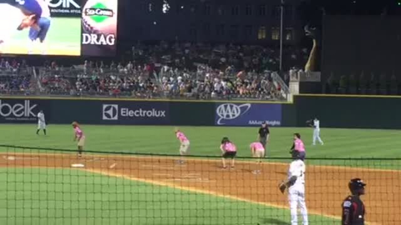 'Single ladies' dance at Charlotte Knights game