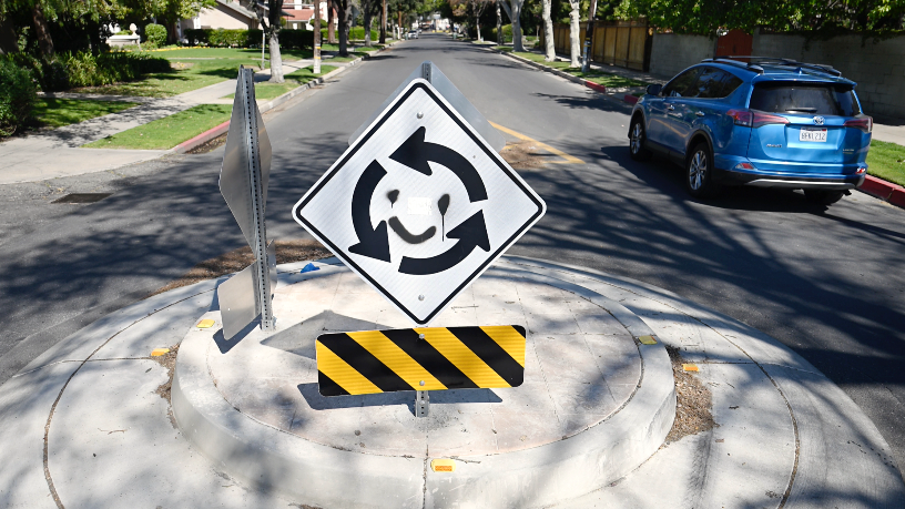 What's the story behind the new(ish) roundabouts just north of Fresno's Tower District?